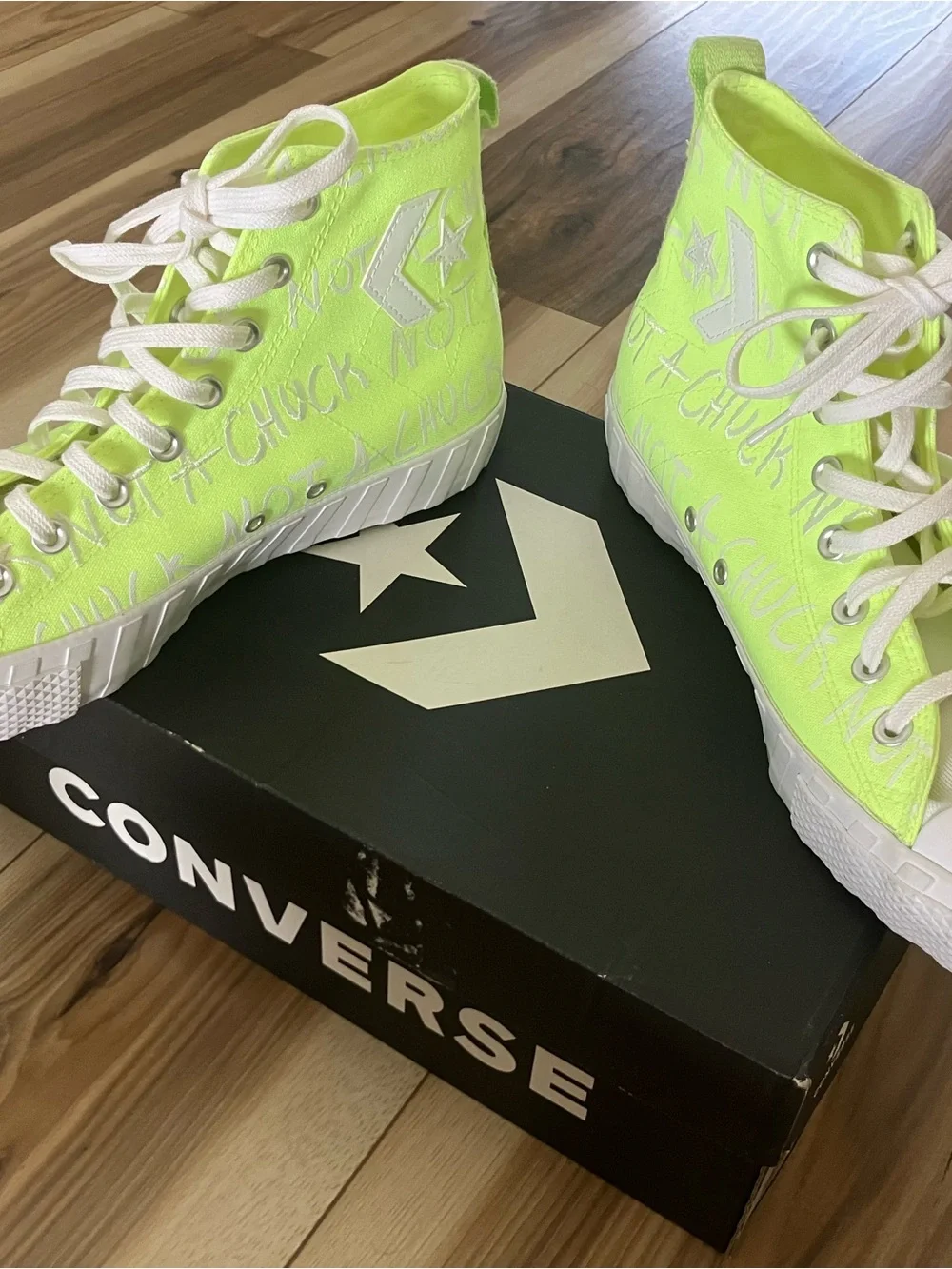 Converse Neon Yellow High-Top Canvas Sneakers Brand New